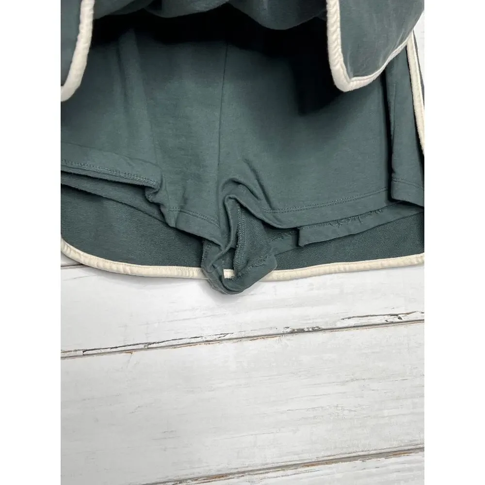 Zenana Matching Lounge Set Size Small Green Sweatshirt Skirt Outfit